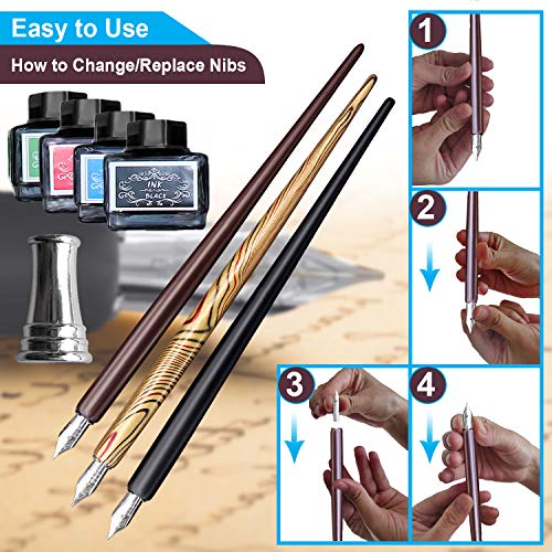 Trustela Calligraphy Set For Beginners, 3 Calligraphy Pens, 4 Ink Bottle 15ml, 20 Calligraphy Nibs, 1 Calligraphy Pen Holder, Dip Pen Set, Gift For Men, Women And Kids, Calligraphy Kit For Beginners - Image 4