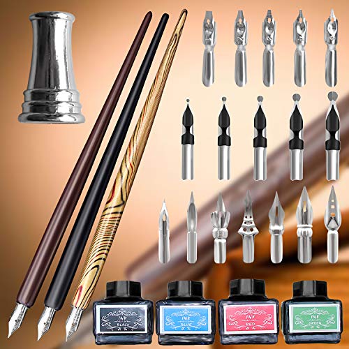 Trustela Calligraphy Set For Beginners, 3 Calligraphy Pens, 4 Ink Bottle 15ml, 20 Calligraphy Nibs, 1 Calligraphy Pen Holder, Dip Pen Set, Gift For Men, Women And Kids, Calligraphy Kit For Beginners - Image 3