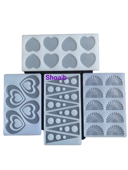 SHOAIB Heart Shape Fan Shape Trangle Shape Chocolate garnishing Sheet for Cake Decoration Combo of 4 Mould - Image 1