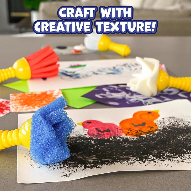 READY 2 LEARN Textured Art Tools - 4 Yellow Paint Sponges for Kids - Thick Kids Paint Brushes - Easy-Grip Paint Brushes - Art Supplies for Toddlers 1-3 - Image 2