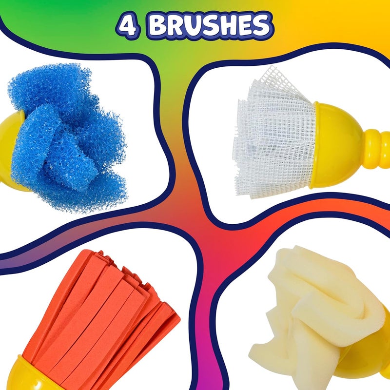 READY 2 LEARN Textured Art Tools - 4 Yellow Paint Sponges for Kids - Thick Kids Paint Brushes - Easy-Grip Paint Brushes - Art Supplies for Toddlers 1-3 - Image 4