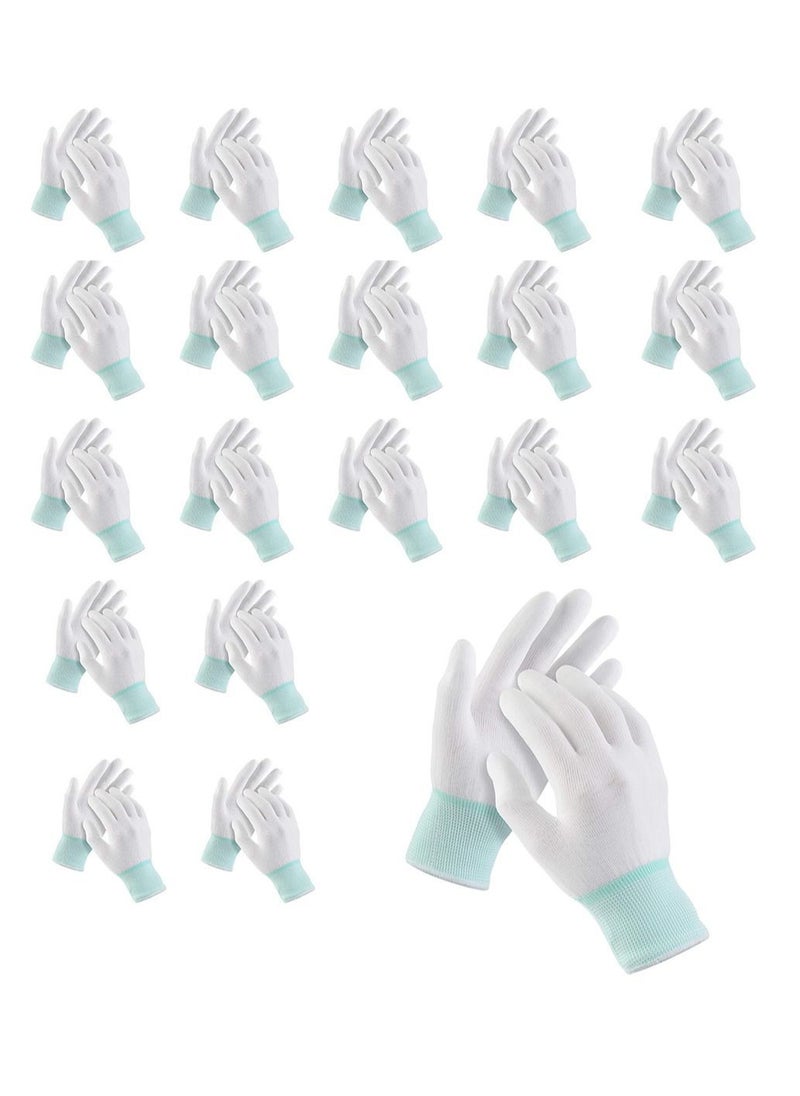 NIBEMINENT 20 Pairs Quilting Gloves, for Free-Motion Quilting, Machine Lightweight White Nylon Sewing Quilters (Green, M)  - Image 1