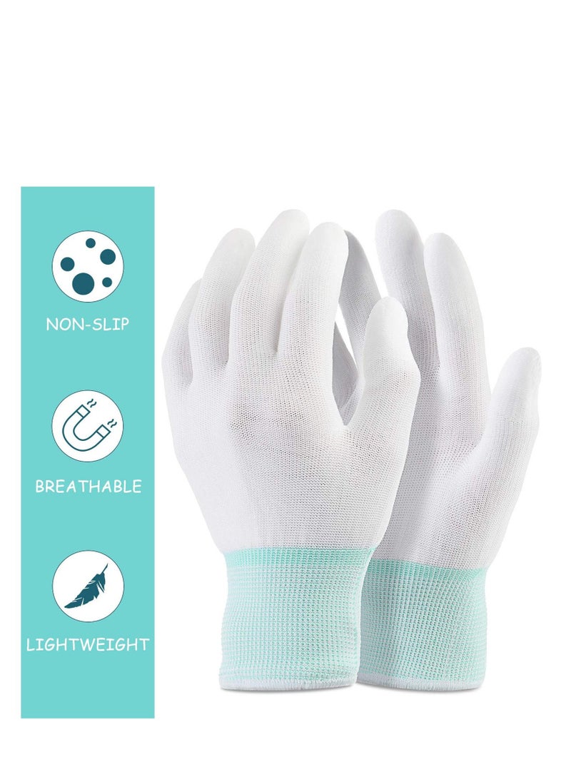 NIBEMINENT 20 Pairs Quilting Gloves, for Free-Motion Quilting, Machine Lightweight White Nylon Sewing Quilters (Green, M)  - Image 2