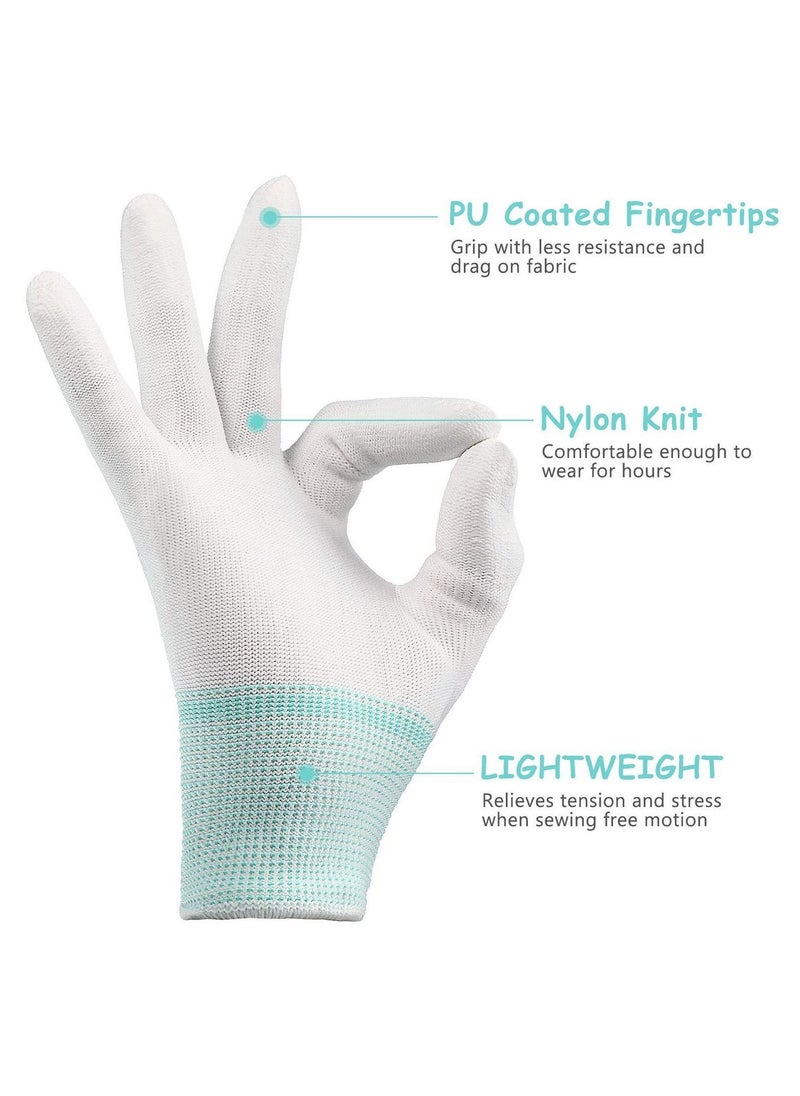 NIBEMINENT 20 Pairs Quilting Gloves, for Free-Motion Quilting, Machine Lightweight White Nylon Sewing Quilters (Green, M)  - Image 4