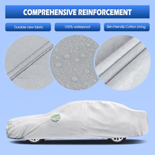 Migaven Car Cover Custom Fit for Toyota Corolla 2000-2026, Honda Civic 1991-2026, Migaven Waterproof Full Exterior Cover Sun Rain Protection with Door Zipper and Cotton Lining - Image 2