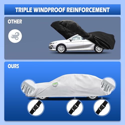 Migaven Car Cover Custom Fit for Toyota Corolla 2000-2026, Honda Civic 1991-2026, Migaven Waterproof Full Exterior Cover Sun Rain Protection with Door Zipper and Cotton Lining - Image 4