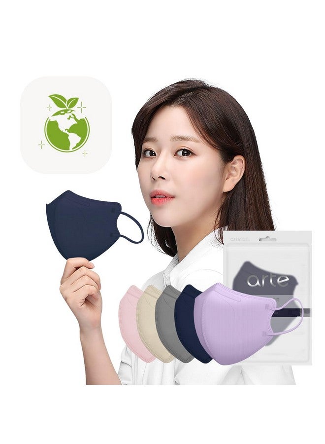 HOMSSEM [25p Arte Korea Face Mask for Adults -2D Protective Health Face Mask for Dust and Smoke - 4-Layer (Navy [25p]) - Image 1
