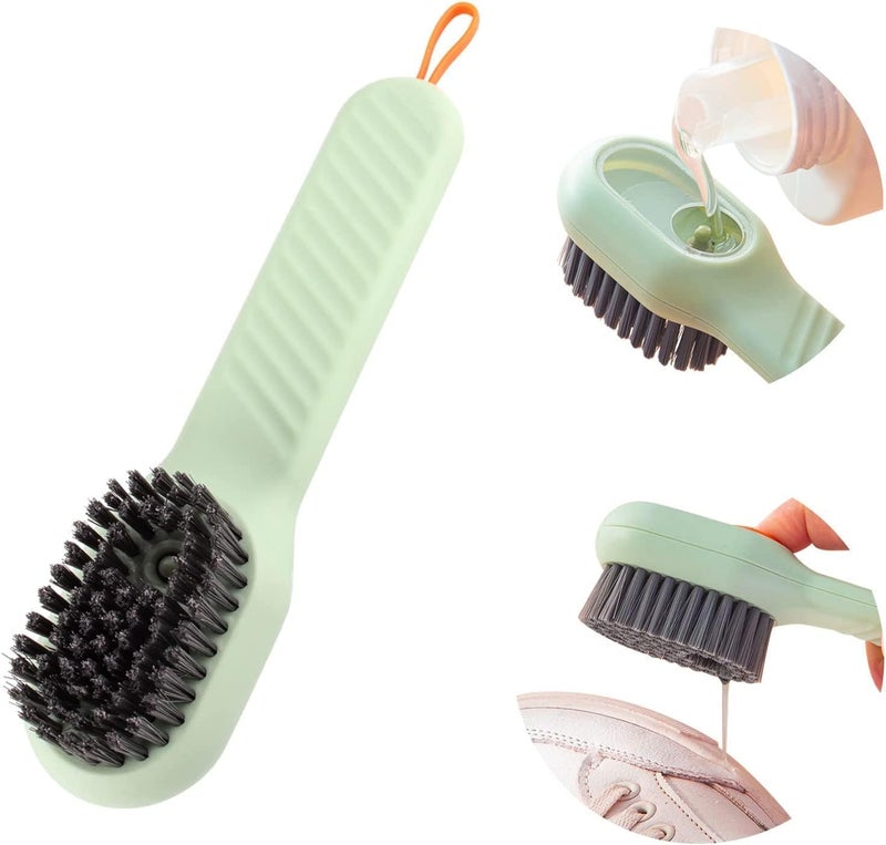 Eloxee Soap Dispensing Cleaning Brush with Handle Scrubbing Reusable Washing Shoe Brush for Shoes Clothes Cleaning (2 in 1 Brush) - Image 1
