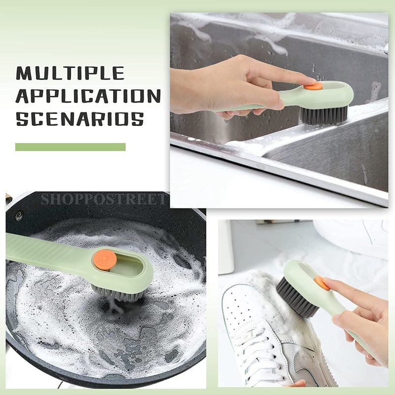 Eloxee Soap Dispensing Cleaning Brush with Handle Scrubbing Reusable Washing Shoe Brush for Shoes Clothes Cleaning (2 in 1 Brush) - Image 4