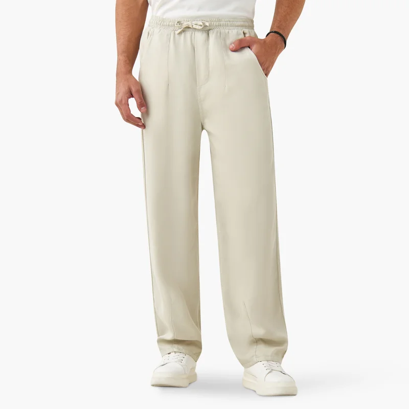 Lee Cooper Relaxed Fit Pants with Drawstring Closure and Pockets