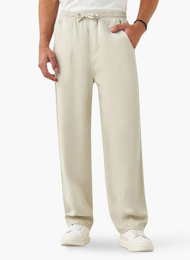Lee Cooper Relaxed Fit Pants with Drawstring Closure and Pockets