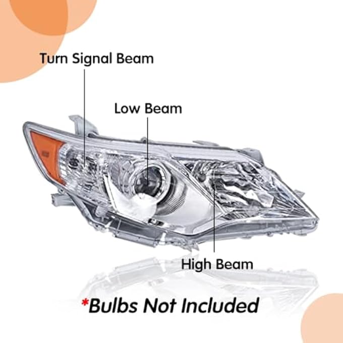 LEAVAN Headlights Assembly Fit For 2012 2013 2014 Toyota Camry LSeLeXleHybrid Pair Chrome Headlamps Replacement Included Driver And Passenger Side - Image 3
