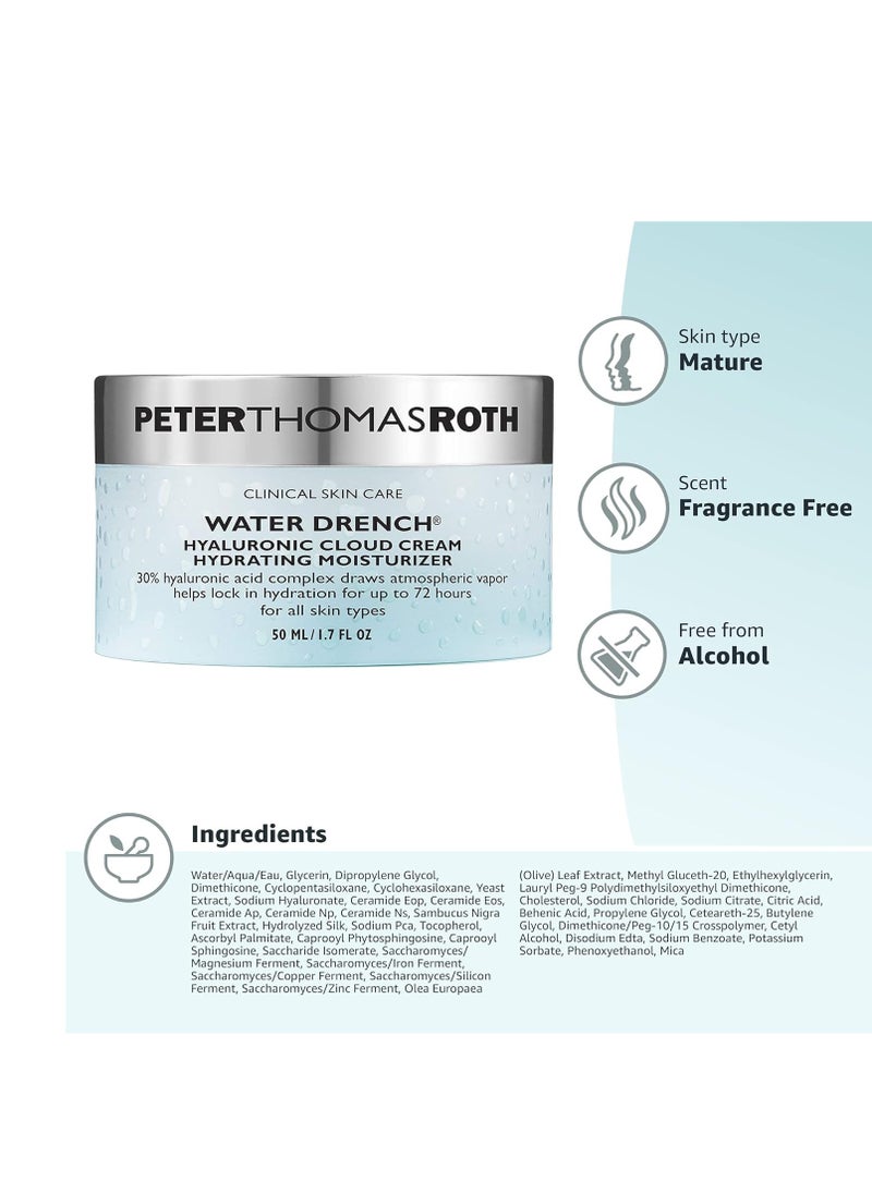 PETER THOMAS ROTH Peter Thomas Roth | Water Drench Hyaluronic Cloud Cream | Hydrating Moisturizer for Face, Up to 72 Hours of Hydration for More Youthful-Looking Skin, Fragrance Free  - Image 4