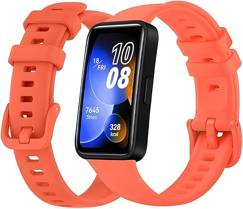 NEXT STORE Soft Silicone Strap Compatible with Huawei Band 8 – Replacement Wristband (Orange) - Image 1