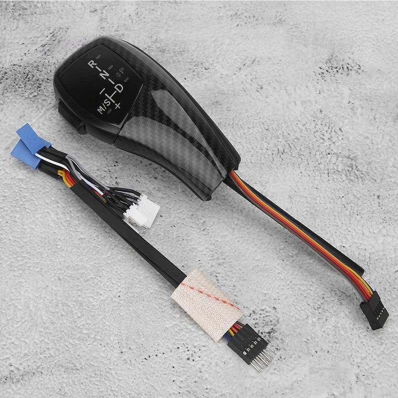 Automatic LHD LED Gear Shift Knob Retrofit Kit Leather LED Gear Position Indicator Shift Knob Upgrade for E46 E60 E61 with Electrosilvering Glossy Black Carbon Fiber Texture (Carbon Fiber - Image 2