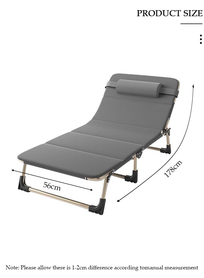 DUNISO Folding Camping Cot for Adults with Mattress Adjustable 4-Position Portable Folding Camping Bed Sleeping Cot with Pillow Lightweight Cots for Camping Home Office Nap - Image 2