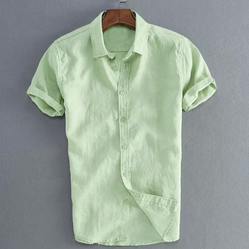 2022 Cross-border Specially Designed European and American Shirts for Men Pure Color Shirts Summer Short-sleeved Casual Mens Shirts ebay Hot Style Blue - Image 2