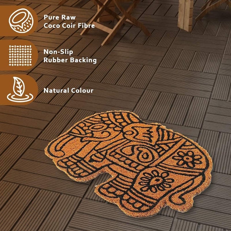 PHOENIX ENTERPRISE Natural Coir HandCrafted Elephant Shape Floor Mat with AntiSlip Back for Indoor Outdoor Patio Home and Office Weatherproof Large and Thick Entryway Decor Brown 60 x 45cm 1 - Image 2