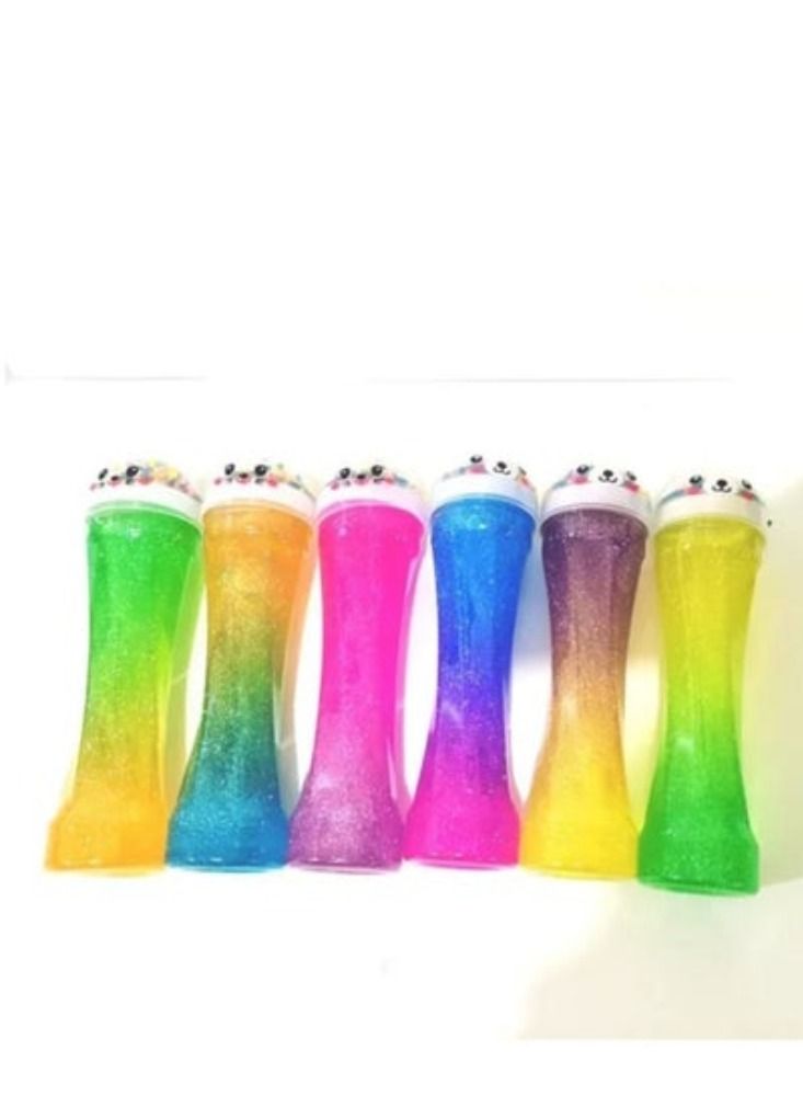 Dream Zone Tube Glitter Slime Rainbow Color Jar Slime Toys Set Of 6 - Image 1