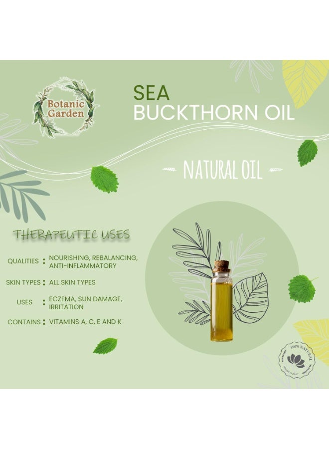 BOTANIC GARDEN Sea Buckthorn/Hippophae rhamnoides/ Cold-Pressed Oil 100% Pure, Natural & Undiluted, Calms Irritated Skin, Repairs Damaged Skin, Moisturises Dry Skin, Soothes Sunburn, Powerful Anti-Ageing Properties(100 ML) - Image 5