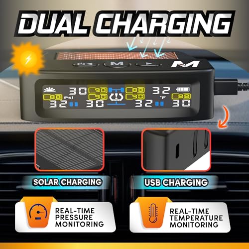 Marcala 2026 V2.0 Trailer Tire Pressure Monitoring System Set of 6 | 50-Foot Extended Range RV TPMS | 0-144 PSI for RV/Camper/Towing | Solar Charge & 6-Alarm Trailer TPMS | Prevent Flats & be Safer! - Image 4