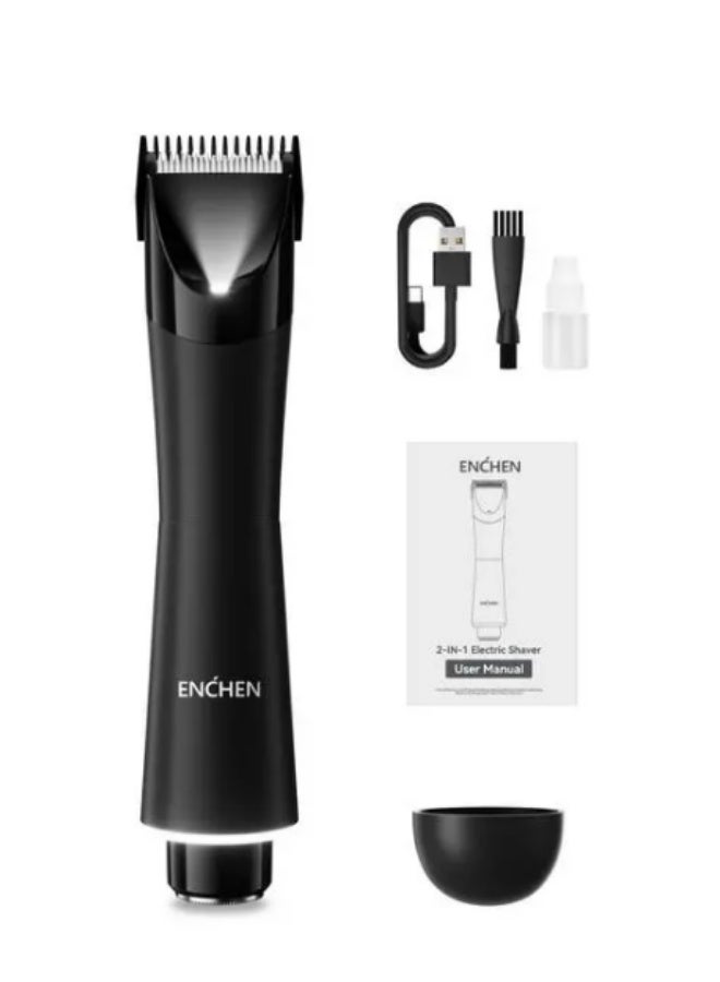 Enchen A4 2-in-1 Body Hair Trimmer & Facial Hair Removal Shaver, 8500RPM Motor, Anti-Overheating Ceramic Blade, LED Spotlight & Travel Lock, Black - Image 1