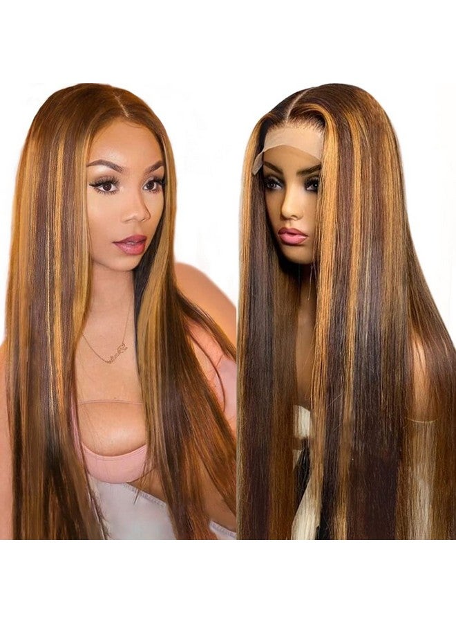 Flady 4/27 Highlight Hd Lace Front Wigs Human Hair Pre Plucked Honey Blonde Ombre Wig Human Hair 150% Density Straight Glueless Wigs Human Hair For Black Women - Image 1