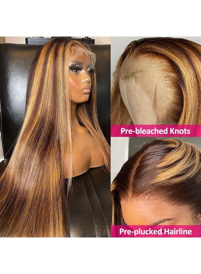 Flady 4/27 Highlight Hd Lace Front Wigs Human Hair Pre Plucked Honey Blonde Ombre Wig Human Hair 150% Density Straight Glueless Wigs Human Hair For Black Women - Image 3