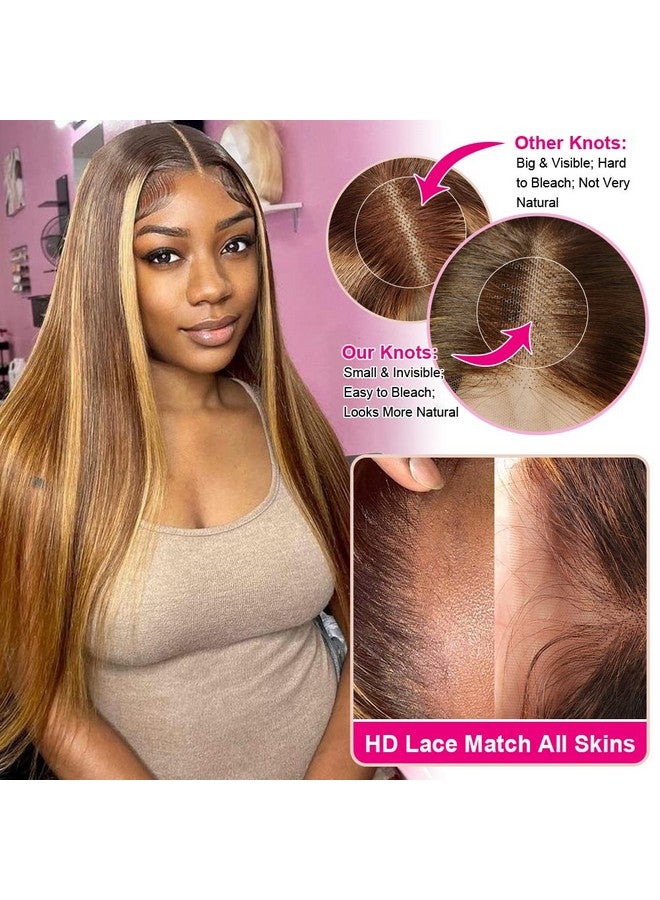 Flady 4/27 Highlight Hd Lace Front Wigs Human Hair Pre Plucked Honey Blonde Ombre Wig Human Hair 150% Density Straight Glueless Wigs Human Hair For Black Women - Image 4