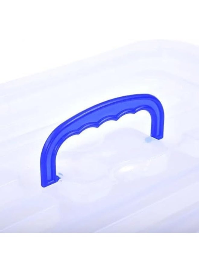 هيواري مجموعة صناديق تخزين بلاستيكية شفافة من HIWARE سعة 10 لتر، 3 قطع، بأغطية قابلة للقفل | حاويات تنظيم شفافة للملابس والألعاب والأدوات والفنون والحرف اليدوية | حل تخزين قابل للتكديس بمقابض (3 × 10 لتر) - Image 4