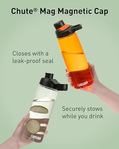 CamelBak Chute Mag BPA Free Water Bottle with Tritan Renew - Magnetic Cap Stows While Drinking, 32oz, Charcoal - Image 5
