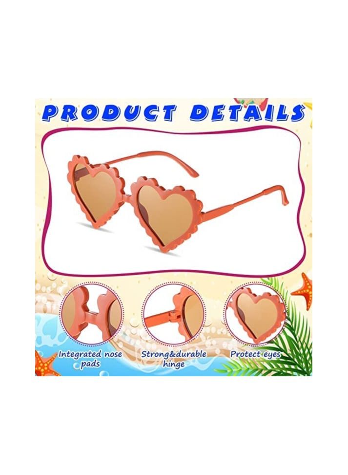 SYOSI Heart Shaped Sunglasses for Kids, 2Pairs Kid's Fashion Cartoon Sunglasses Personality Love Metal Sunglasses, Toddler Glasses for 2-10 Years Girl Boy Eyewear Outdoor Beach Party Sunglasses - Image 3