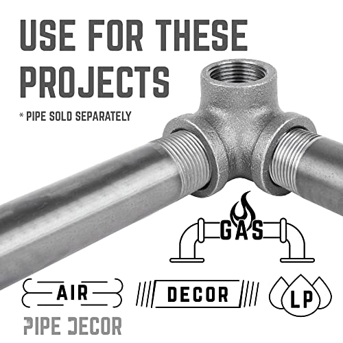 PIPE DECOR 1/2" Side Outlet Elbow Fitting, PIPE DECOR Black Malleable Iron Fittings Fit Standard 1/2 Inch Pipes, Nipples and Fittings, Regular Plumbing Applications and Vintage DIY Furniture, 8 Pack - Image 2