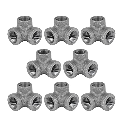 PIPE DECOR 1/2" Side Outlet Elbow Fitting, PIPE DECOR Black Malleable Iron Fittings Fit Standard 1/2 Inch Pipes, Nipples and Fittings, Regular Plumbing Applications and Vintage DIY Furniture, 8 Pack - Image 1