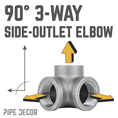 PIPE DECOR 1/2" Side Outlet Elbow Fitting, PIPE DECOR Black Malleable Iron Fittings Fit Standard 1/2 Inch Pipes, Nipples and Fittings, Regular Plumbing Applications and Vintage DIY Furniture, 8 Pack - Image 4
