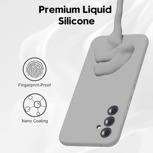 DIZORO Microfiber Candy Case Compatible for Samsung S25 fe Smooth Touch Cushion Liquid Soft Silicone Gel Rubber Phone Cases Non-Slip Full Body Protective Shockproof Back Cover - Titanium - Image 3