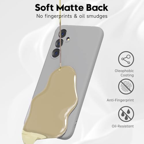 DIZORO Microfiber Candy Case Compatible for Samsung S25 fe Smooth Touch Cushion Liquid Soft Silicone Gel Rubber Phone Cases Non-Slip Full Body Protective Shockproof Back Cover - Titanium - Image 4