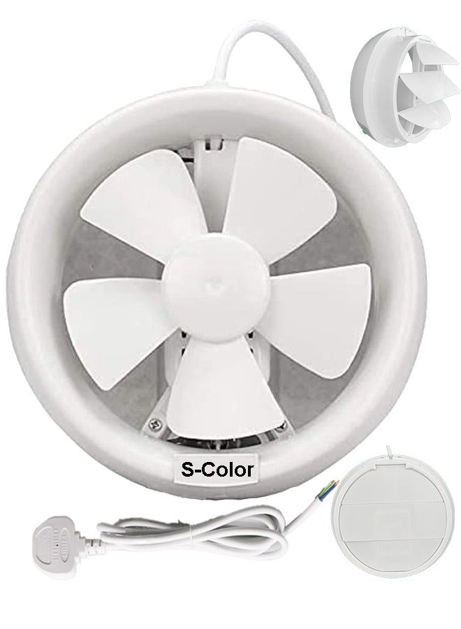 S-Color 8 Inch Exhaust Fan 25W Wall Mount Small Ventilation Fan Ventilation Extractor Fan With Anti-backflow Backdraft Damper Ultra Thin For Bathroom Kitchen Garage(White) - Image 1