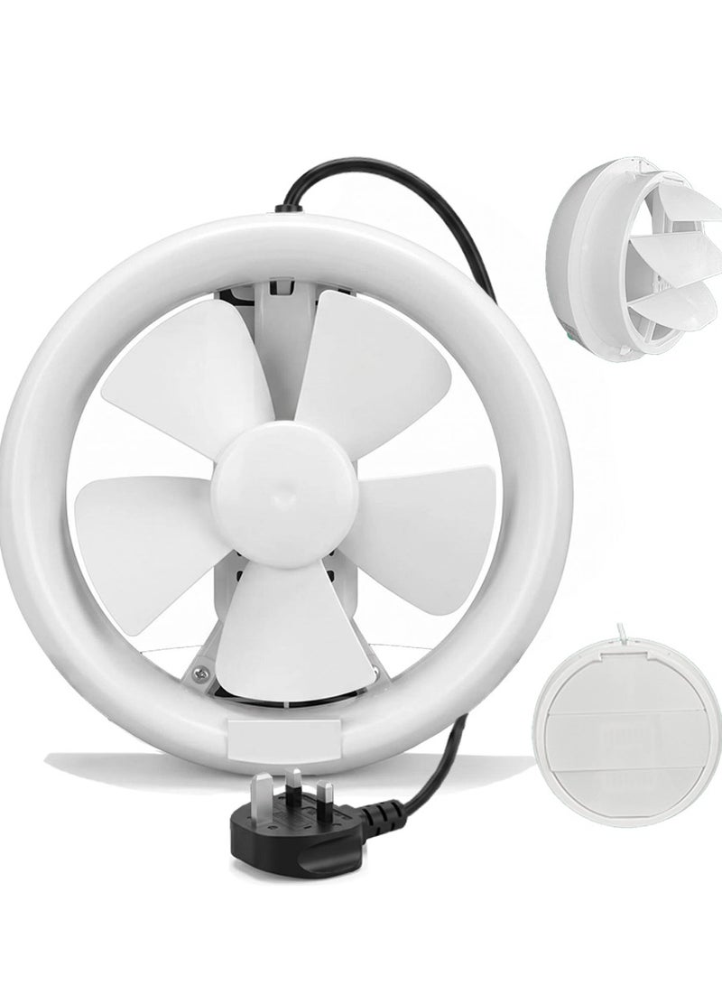 S-Color 8 Inch Exhaust Fan 25W Wall Mount Small Ventilation Fan Ventilation Extractor Fan With Anti-backflow Backdraft Damper Ultra Thin For Bathroom Kitchen Garage(White) - Image 1