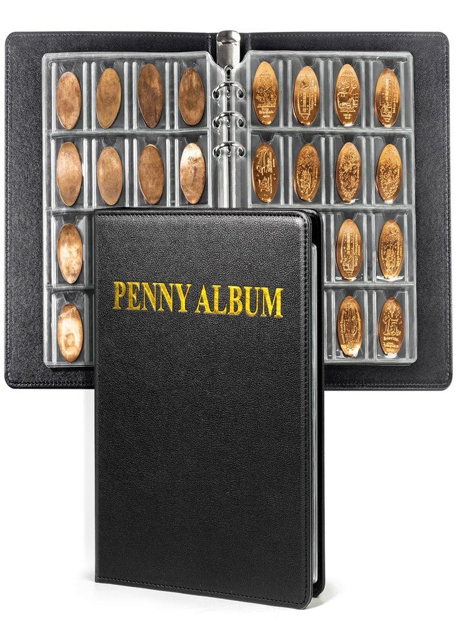 CollectHall Pressed Penny Holder, Pressed Penny Book Hold 190 Coins, Penny Collection Album with Sleeves, Black - Image 1
