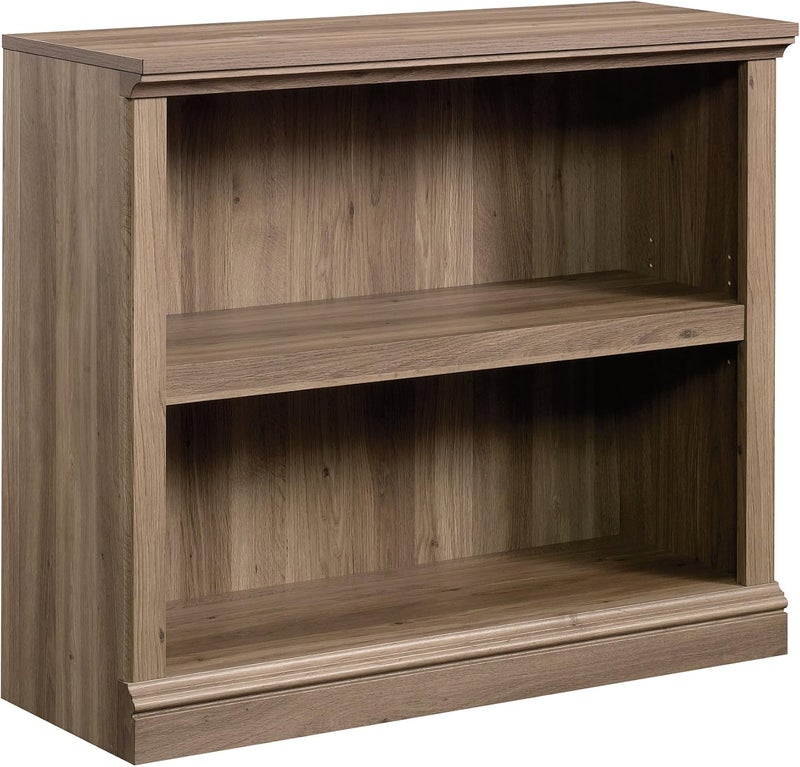 SAUDER 2 Tier Book Shelf Wooden Bookcase Multipurpose Bookshelf for Home Office, Living Room, in Salt Oak - Image 1