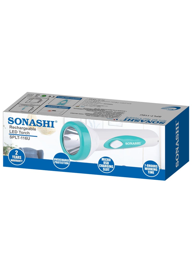 SONASHI - Rechargeable LED Torch   Blue  Handheld Light  Best for Camping And Outdoors  Rechargeable Flashlight with Charging Indicator  Long working time with Liion Battery  Flashlights SPLT-116U - Image 1