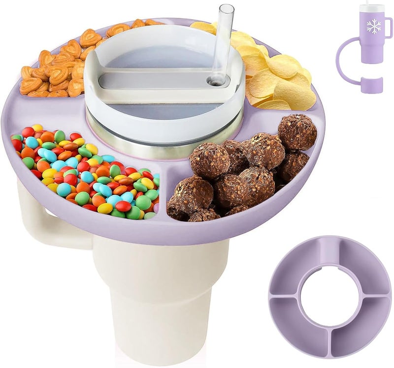 Zonyee Snack Bowl for Stanley 30oz Tumbler with Handle Silicone Reusable Snack Tray Snack Ring for Stanley Cup Accessories Suitable for Car Cup Holder Cinema or Outdoor Orchid - Image 1