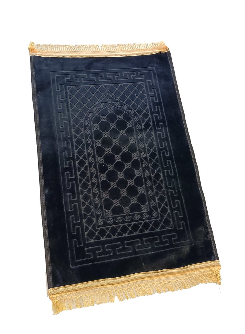 Stargold Traditional Prayer Mat, 80x120 cm Large Portable Multicolor Islamic Prayer rug, Janamaz Sajjadah for Muslim Men and Women Black