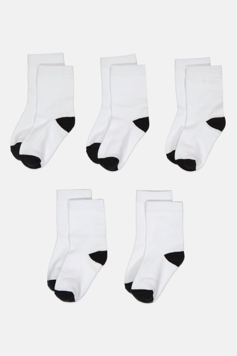 Joe Boxer Toddlers Boy 5 Pairs Textured Ankle Socks, White - Image 3