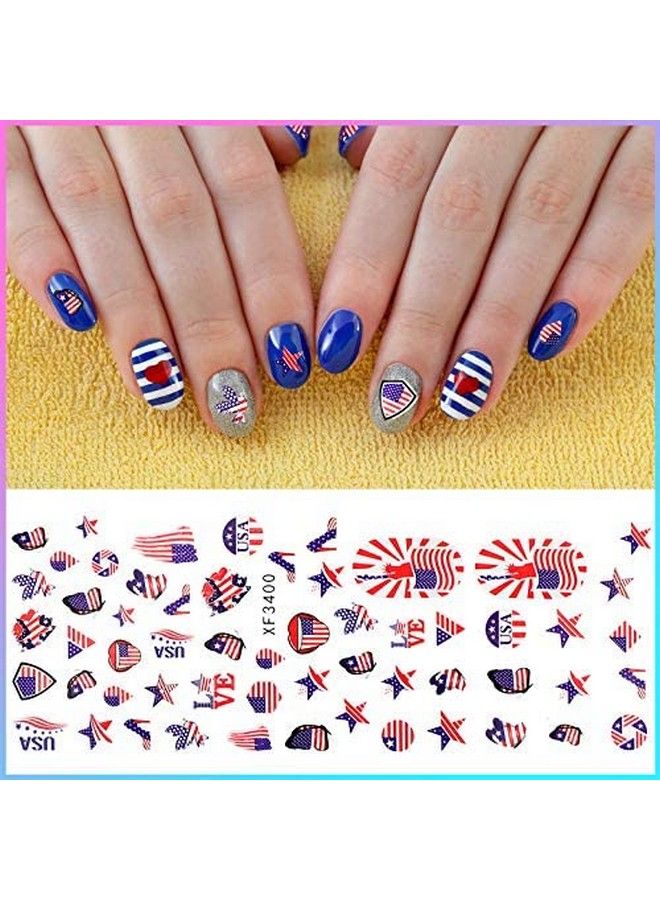 Maitys 16 ورقة ملصقات أظافر 4 يوليو ملصقات فن الأظافر ليوم الاستقلال ملصقات أظافر علم أمريكا الوطني ملصقات أظافر أحب أمريكا ملصقات أظافر ذاتية اللصق ملصقات مانيكير ليوم الذكرى - Image 3