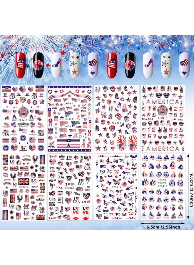 Maitys 16 ورقة ملصقات أظافر 4 يوليو ملصقات فن الأظافر ليوم الاستقلال ملصقات أظافر علم أمريكا الوطني ملصقات أظافر أحب أمريكا ملصقات أظافر ذاتية اللصق ملصقات مانيكير ليوم الذكرى - Image 4