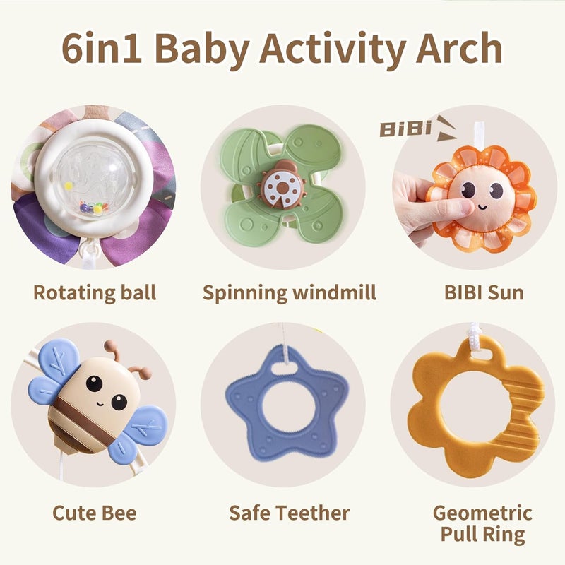 qesfir Adjustable Baby Stroller Arch Toys - Car Seat Toys Play Arch Crib Bassinet Toys Activity Arch with Fascinating Toys for Stimulating Baby’s Senses Developing Motor Skills Infants Toddlers Gifts - Image 4