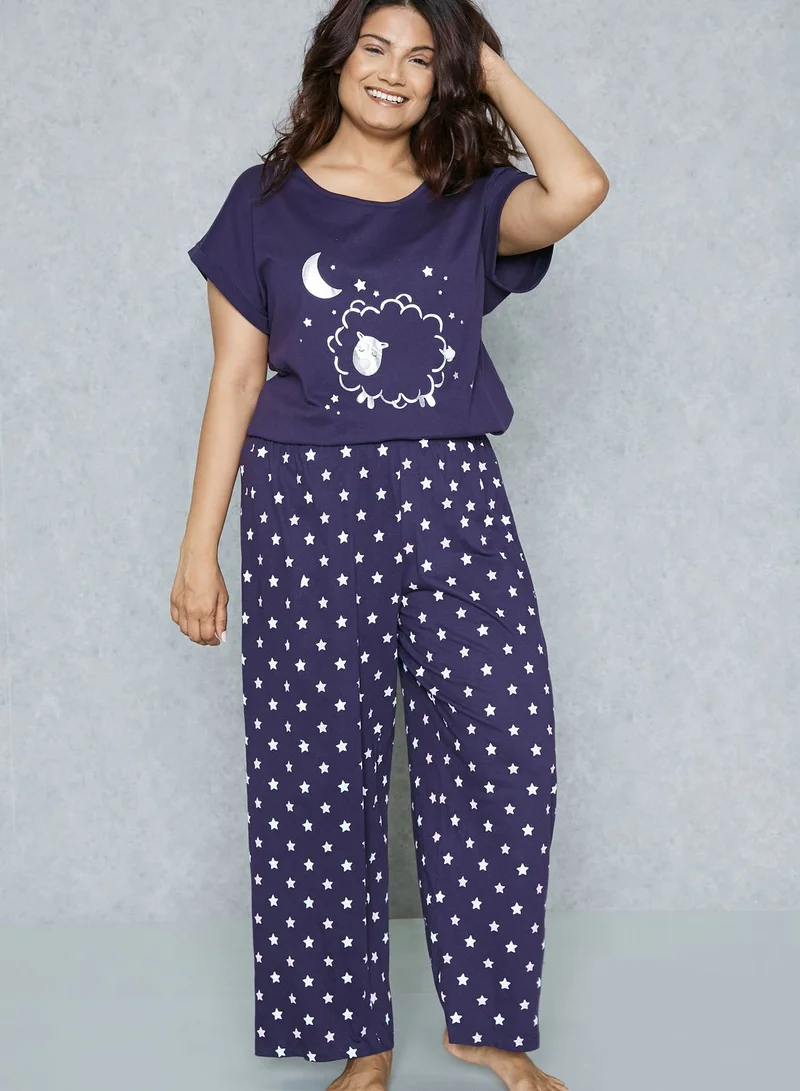 EVANS Sheep Print Pyjama Set