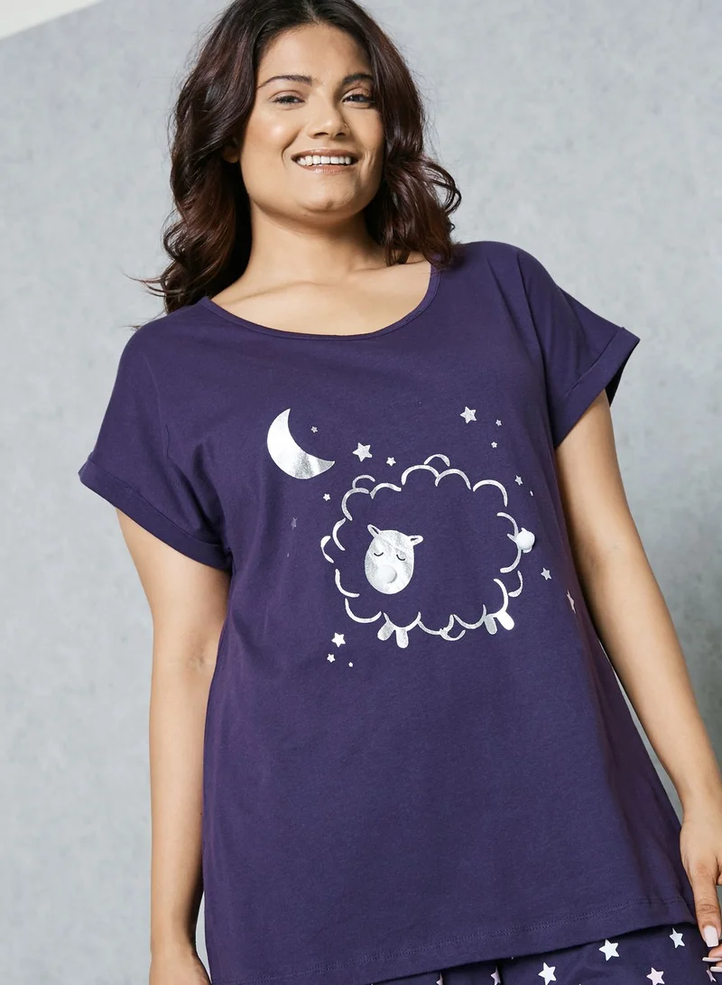 EVANS Sheep Print Pyjama Set